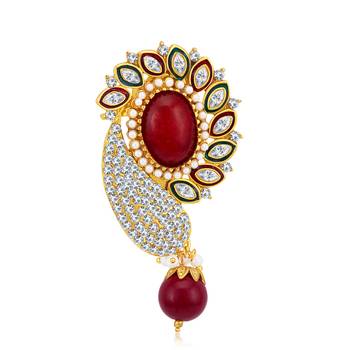 Glamorous Gold Plated AD Brooch For Women 1