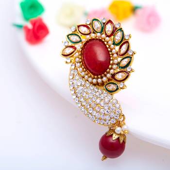 Glamorous Gold Plated AD Brooch For Women 3