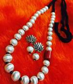 TRIBAL DESIGER GERMAN SILVER BIG BEADS NECKLACE SET