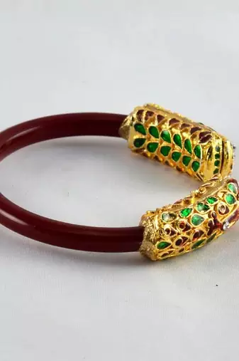 Stylish Stretchable Meenakari Bangles Kara Colour Red