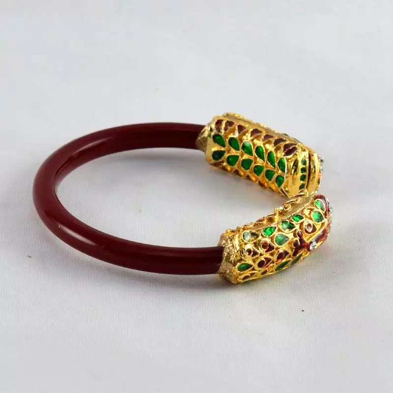 Stylish Stretchable Meenakari Bangles Kara Colour Red