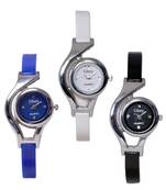 Glory deginer multi color analog watch combo(black,white,blue)