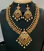 Georgeous High Gold Plated Rubys And  Stones Necklace Set