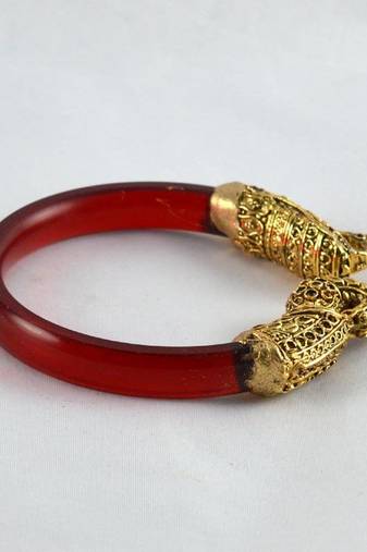 Designer Stretchable Bangles 21Cut Trans Kara  Red
