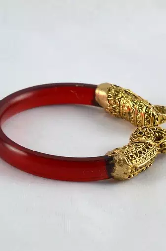 Designer Stretchable Bangles 21Cut Trans Kara  Red