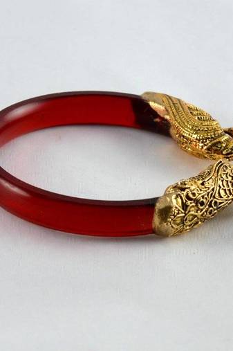 Acrylic Stretchable Bangles 21Cut Trans Red