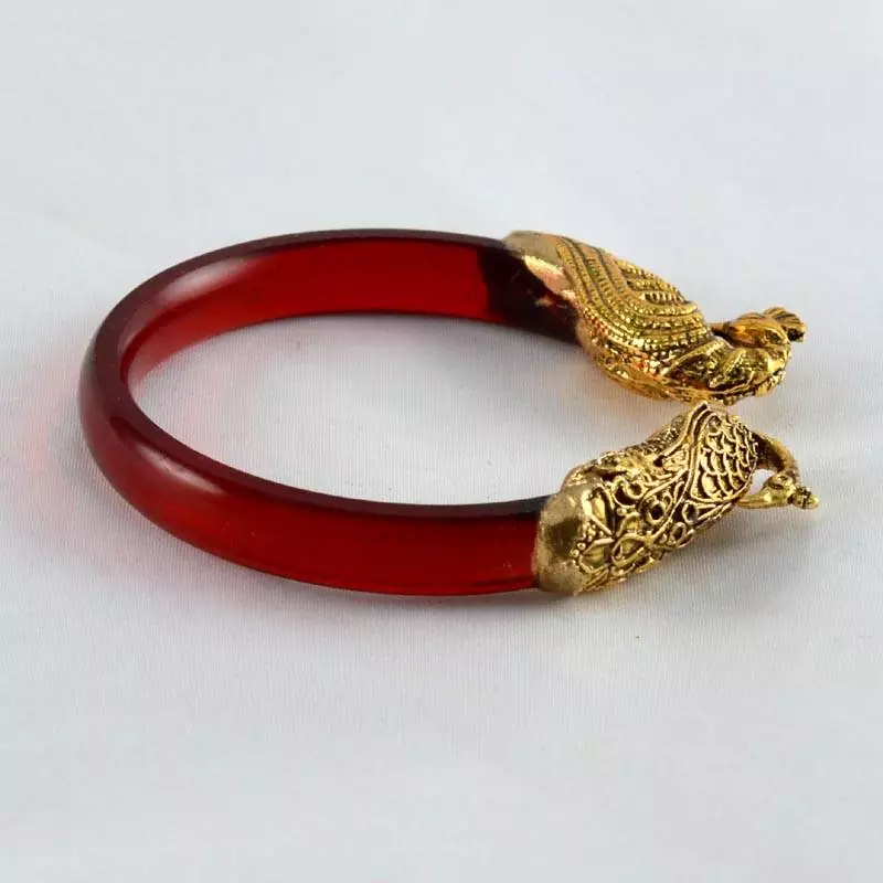 Acrylic Stretchable Bangles 21Cut Trans Red
