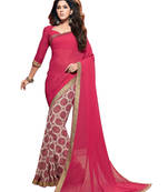 Pink Printed Georgette Saree With Blouse