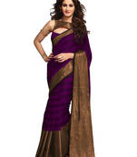 purple printed cotton saree With Blouse