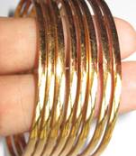 PLAIN THIN 8 BANGLE SET GOLD TONE sz 2.10 XXL