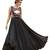 Off Black embroidered art silk semi stitched party-wear-gowns