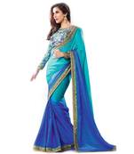 Janasya women's Blue color Georgette sareee