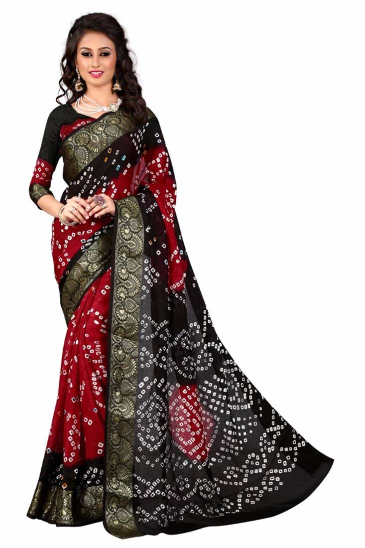 multicolor printed bandhani saree With blouse