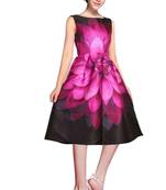 Pink and black printed raw silk western wear