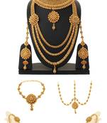 Gold Plated High Finish South Indian Bridal Ethnic Indian Maharani Necklace Set For Women