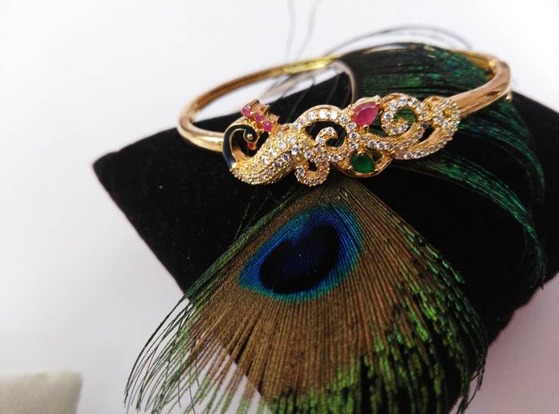 Georgeous Gold Plated Stones Peacock Bracelet