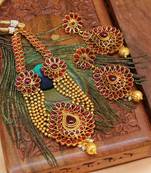 Gorgeous Gold Plated Kempu Necklace Set