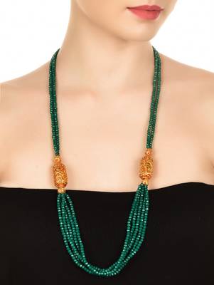 Green Crystal And Gheru Brooch Necklace 1