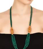 Green Crystal And Gheru Brooch Necklace