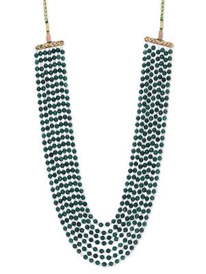 Green Semi Precious Onyx And Shell Pearl Satlada Sabyasachi Necklace 1