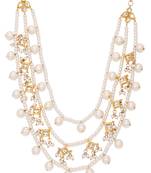 Kundan And Pearls Three Line Necklace