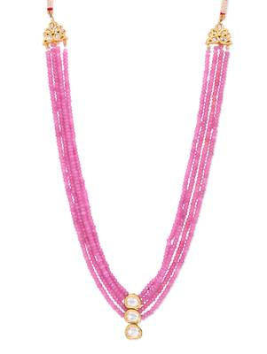 Pink Onyx Semi Precious Kundan Necklace 1
