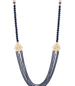 Black Semi Precious Onyx And Kundan Brooch Necklace