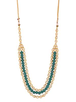 Kundan And Green Onyx Semi Precious Gold Plated Necklace 1