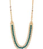 Kundan And Green Onyx Semi Precious Gold Plated Necklace