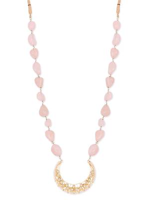 Rose Pink Semi Precious Stones And Kundan Necklace 1
