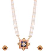 Pink Meenakari Lotus Gold Plated Necklace And Earrings Set