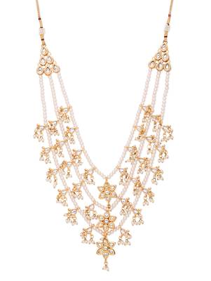 Kundan And Pearls Three Line Teenlada Star Raani Haar Necklace 1