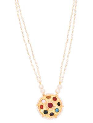 Navrattan And Pearls Pendant Necklace 1