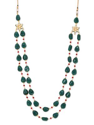 Green Semi Precious Stones And Red Crystals Necklace 1