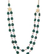 Green Semi Precious Stones And Red Crystals Necklace