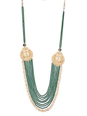 Green Crystals And Gold Plated Kundan Layered Necklace 1