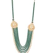 Green Crystals And Gold Plated Kundan Layered Necklace