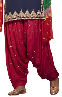 Blue embroidered cotton unstitched salwar with dupatta 3