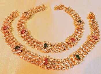 Wedding Spl Gold Plated Polki Payal 1