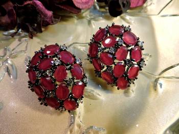 Royal Ruby Cz Stone Real Look Danglers 1