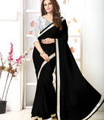 Black Embroidery Chiffon Saree With Blouse