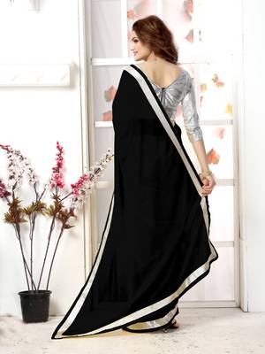 Black Embroidery Chiffon Saree With Blouse 3