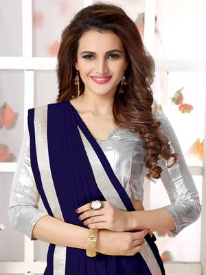 Blue  Embroidery chiffon saree with blouse 6