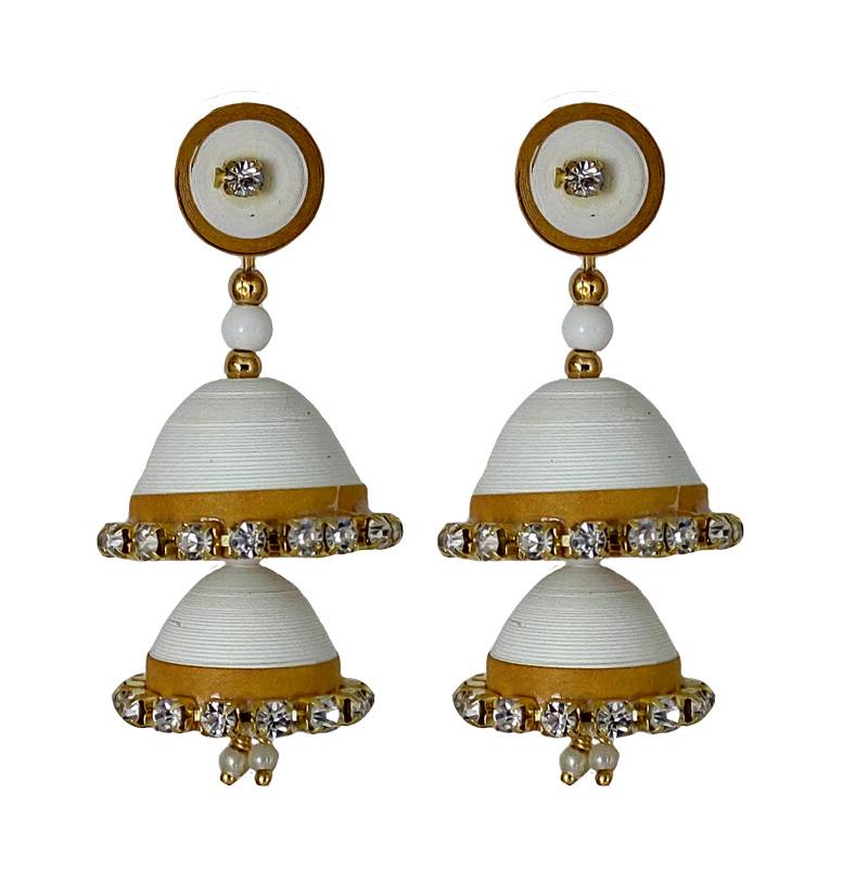 Handmade White Paper quilling Jhumka