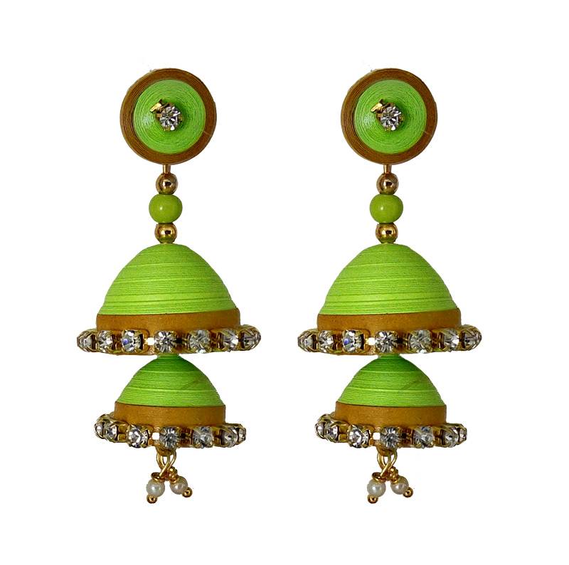 Handmade fluorescent Paper quilling Jhumka Akshata Koli 1381210