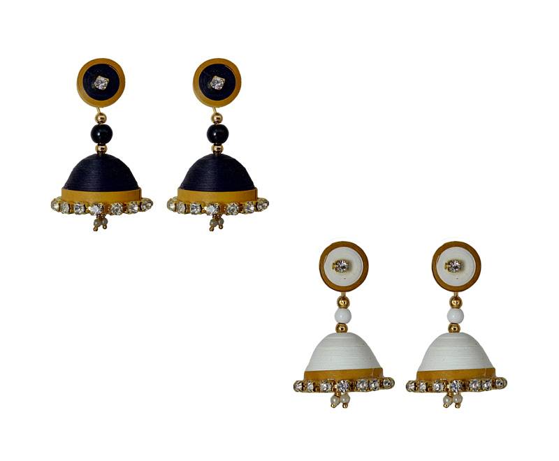 Handmade  Black and White Paper Jhumka Earring