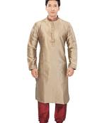 Grey Jacquard Plain Traditional Kurta