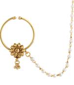 Indian Bollywood Bridal Body Jewelry Set Pierced Nath Nose Ring with Chain