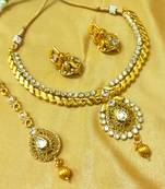 Beautiful delicate white zircon necklace set with maang tikka