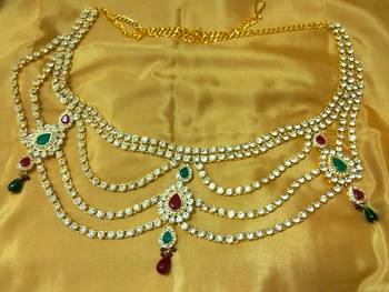 Designer Austrian Diamonds Multicolor Waist Belt Kamarband Belly Chain 1